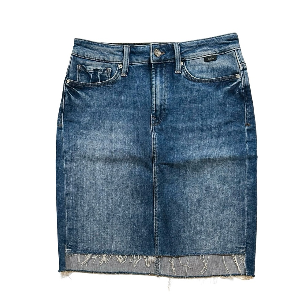 Mavi Jeans Medium Wash Blue Mini Skirt Frayed Hem XS